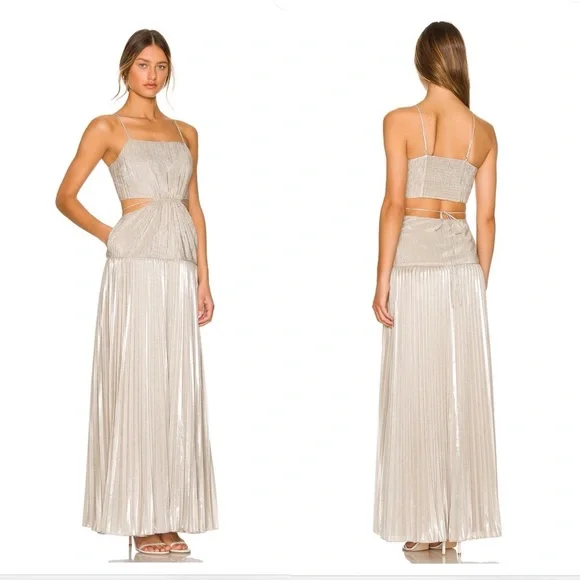 JONATHAN SIMKHAI Daisy cutout plissé-lamé maxi dress NWT - Picture 3 of 12